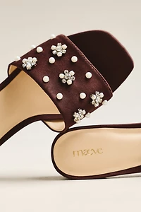 Satin Embellished Slide Sandals