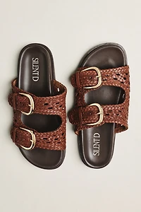 Silent D Woven Buckle Slide Sandals