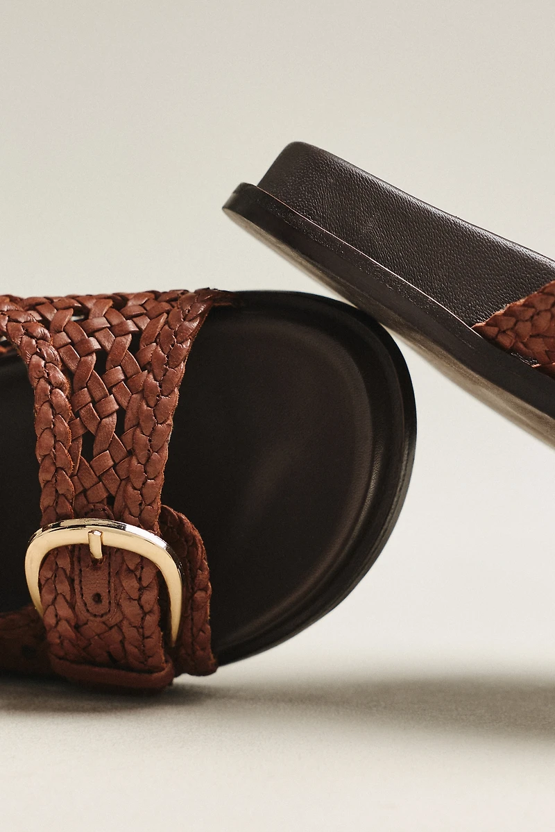 Silent D Woven Buckle Slide Sandals