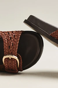 Silent D Woven Buckle Slide Sandals