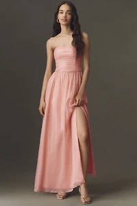BHLDN Pleated Metallic Maxi Dress