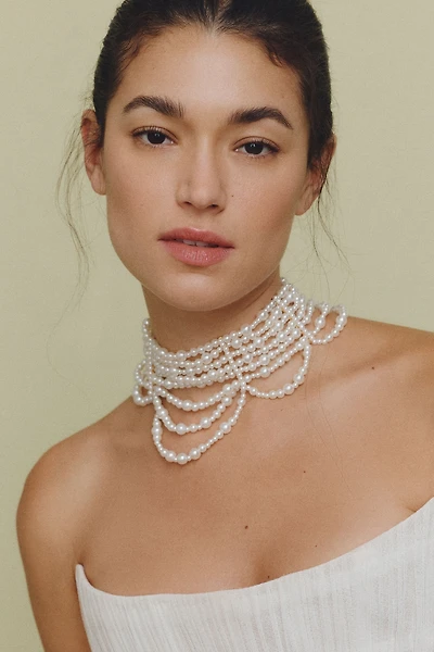 Twigs & Honey Pearl Draped Choker Necklace
