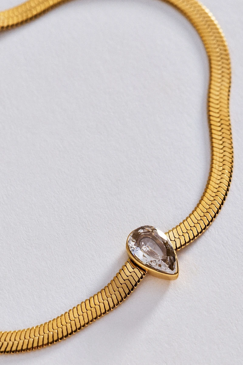 Water-Resistant Snake Chain Crystal Bracelet