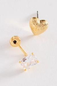 Heart Gem Drop Earrings