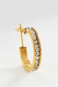 Inset Diamond Hoop Earrings