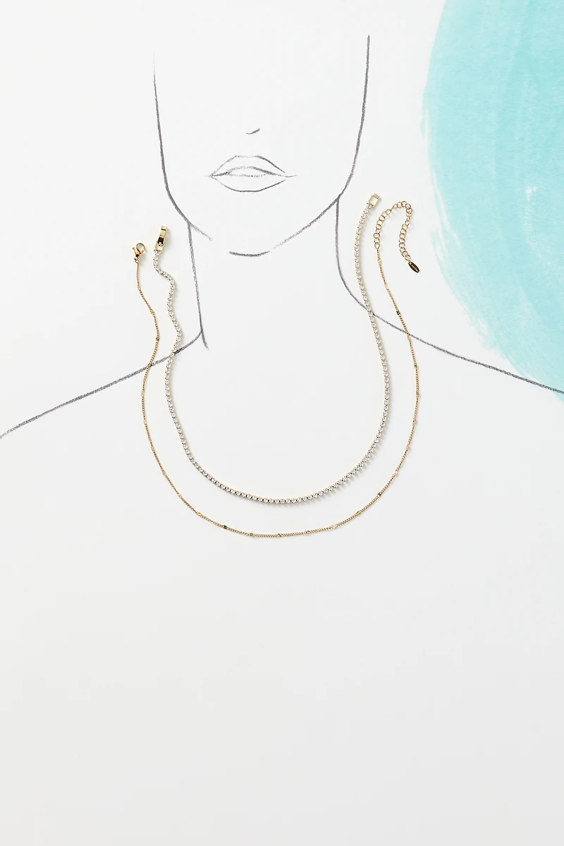 Water-Resistant Layering Necklaces, Set of 2