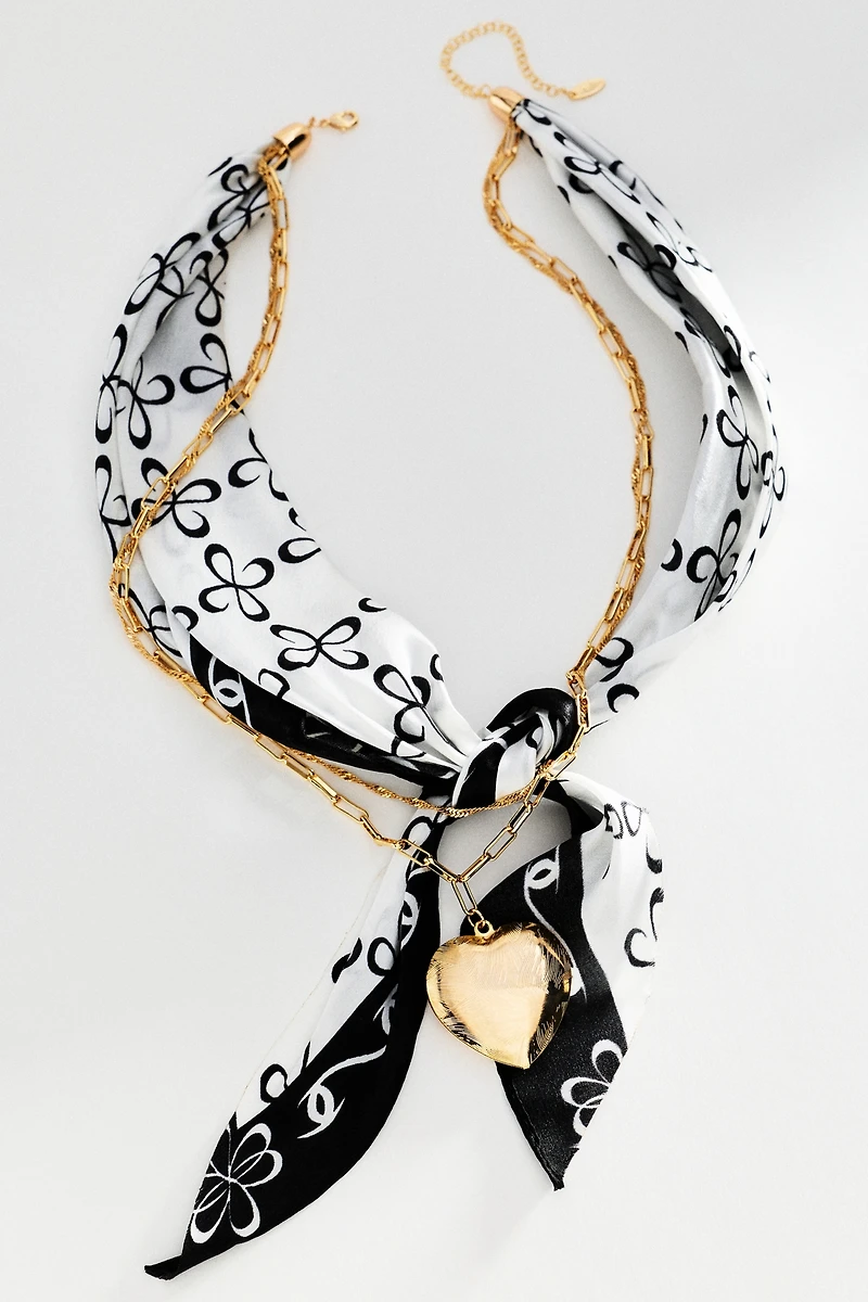 Maeve Logo Silk Scarf Necklace