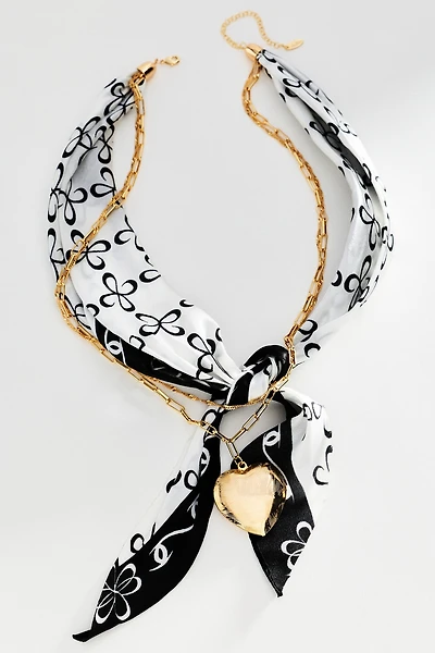 Maeve Logo Silk Scarf Necklace