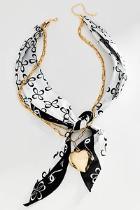 Maeve Logo Silk Scarf Necklace