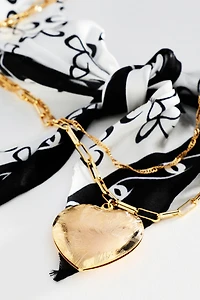 Maeve Logo Silk Scarf Necklace