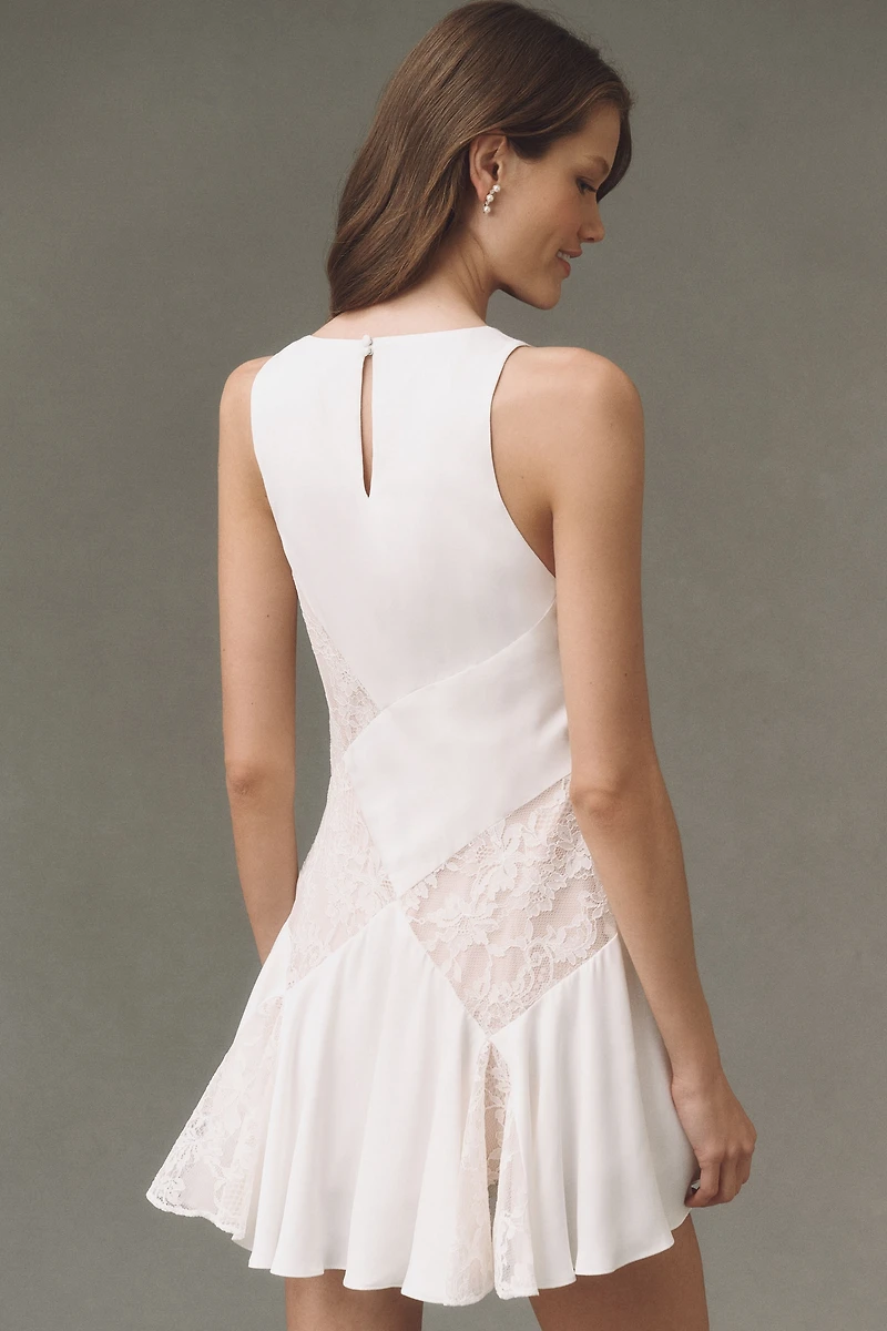 BHLDN Satin Lace Cowl-Neck Mini Dress