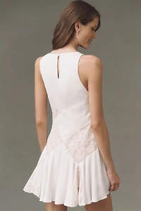 BHLDN Satin Lace Cowl-Neck Mini Dress