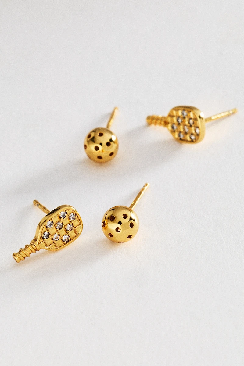 By Anthropologie Pickleball Icons Stud Earrings, Set of 2