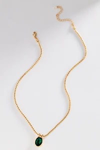 Bezel Crystal Pendant Necklace