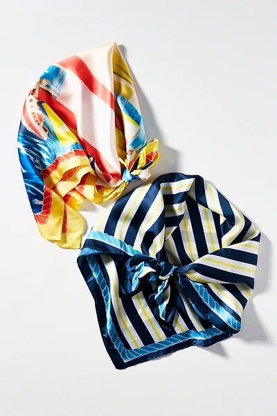 Celandine Patterned Hair Scarves, Set of 2