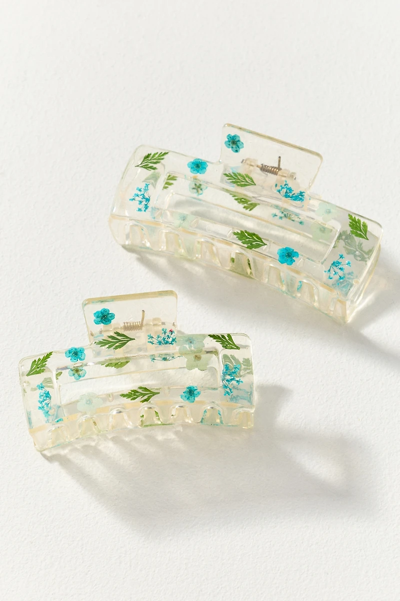 Pressed Flowers Claw Clips, Set of 2