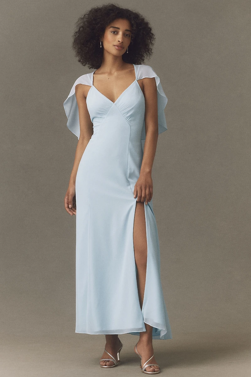 BHLDN Chiffon Cape Maxi Dress
