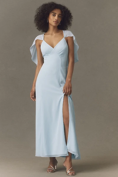 BHLDN Chiffon Cape Maxi Dress
