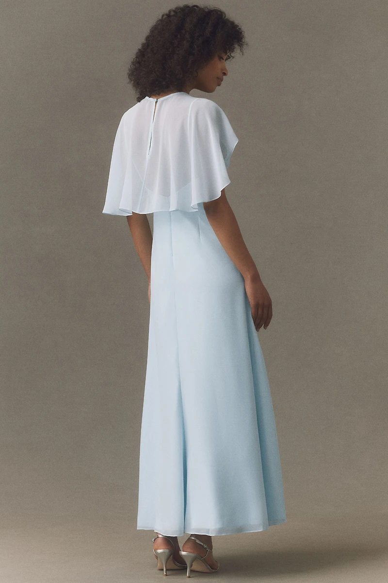 BHLDN Chiffon Cape Maxi Dress