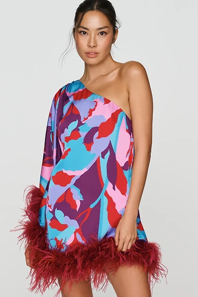 Hutch Satin Stretch One-Shoulder Mini Dress