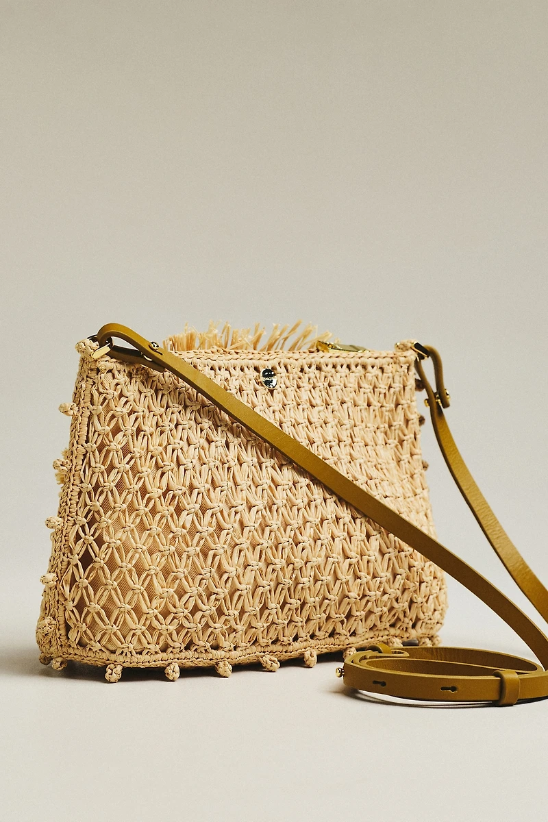 ALÉMAIS Raffia Macramé Clutch