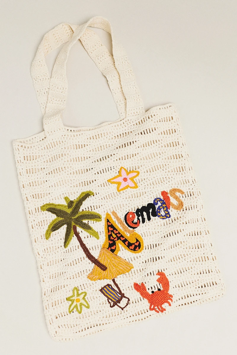 ALÉMAIS Island Cove 100% Cotton Crochet Tote Bag