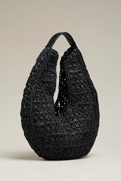 By Anthropologie Large Raffia Slouchy U-Shaped Bag