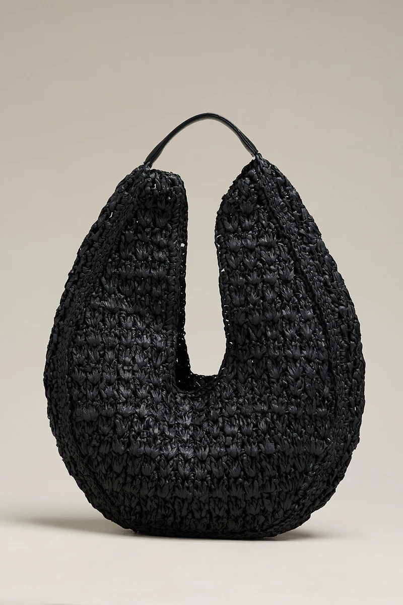 By Anthropologie Large Raffia Slouchy U-Shaped Bag