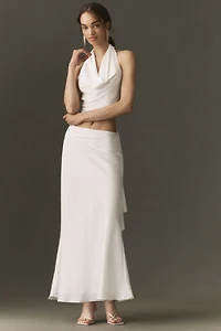 BHLDN Satin Cowl-Neck Top and Midi Skirt Set