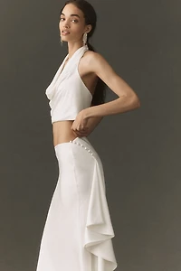 BHLDN Satin Cowl-Neck Top and Midi Skirt Set