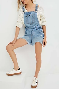 Hidden Jeans Frayed Denim Short Overalls
