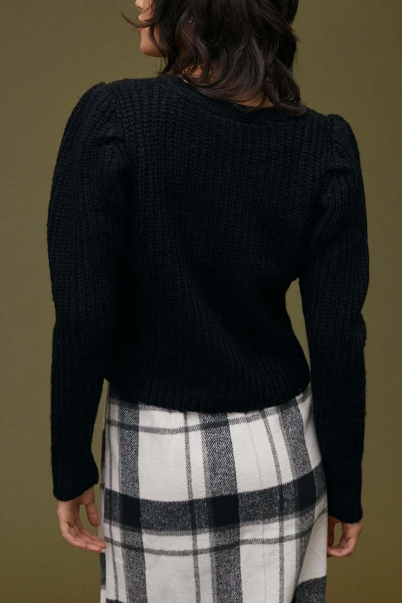 Current Air Puff-Sleeved Cardigan