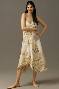 Sleeveless V-Neck Asymmetric Midi Dress