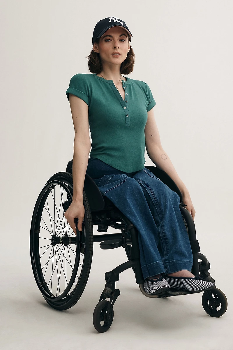 Maeve The Adaptive Seated Colette Denim Cropped Wide-Leg Jeans