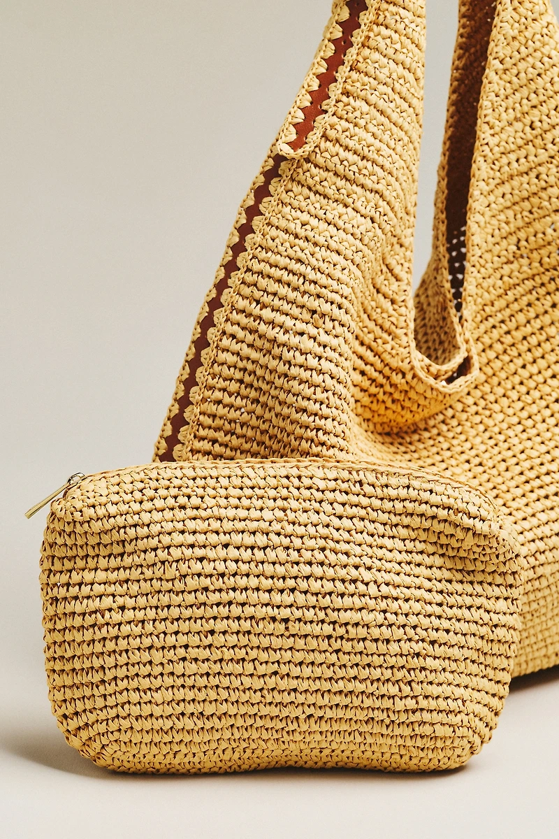 Mini Whipstitch Raffia Slouchy Bag