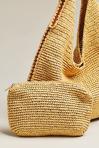 Mini Whipstitch Raffia Slouchy Bag