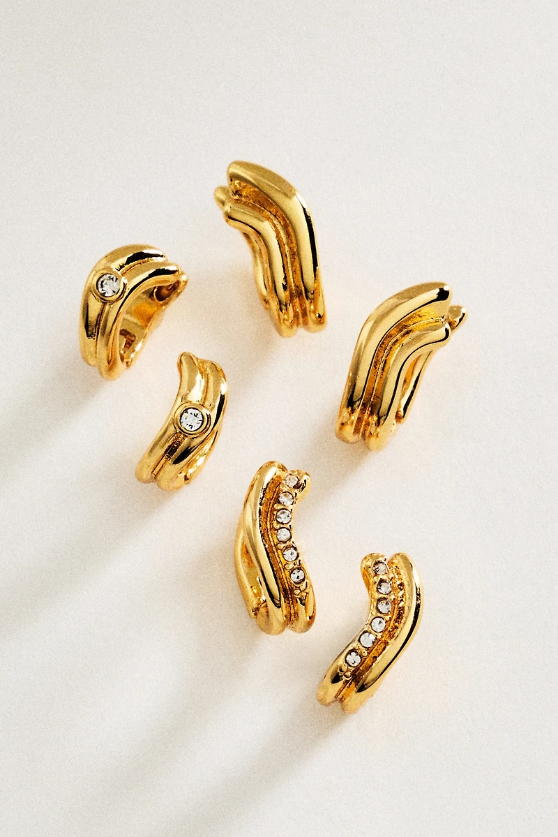 Textured Hoop Earrings, Set of 3