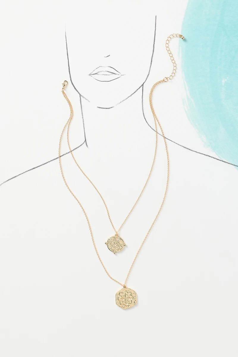 Double Layer Coin Pendant Necklace