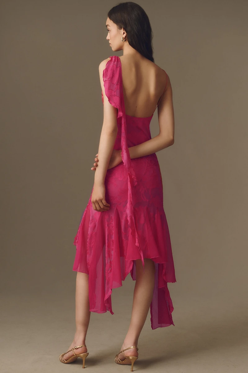 Ronny Kobo Aeris Silk Blend Jacquard Slip Dress