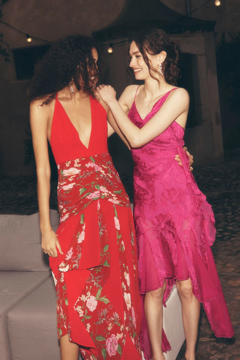 Ronny Kobo Aeris Silk Blend Jacquard Slip Dress