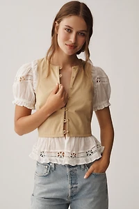 Puff-Sleeve Twofer Top