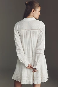 Embroidered Mini Shirt Dress