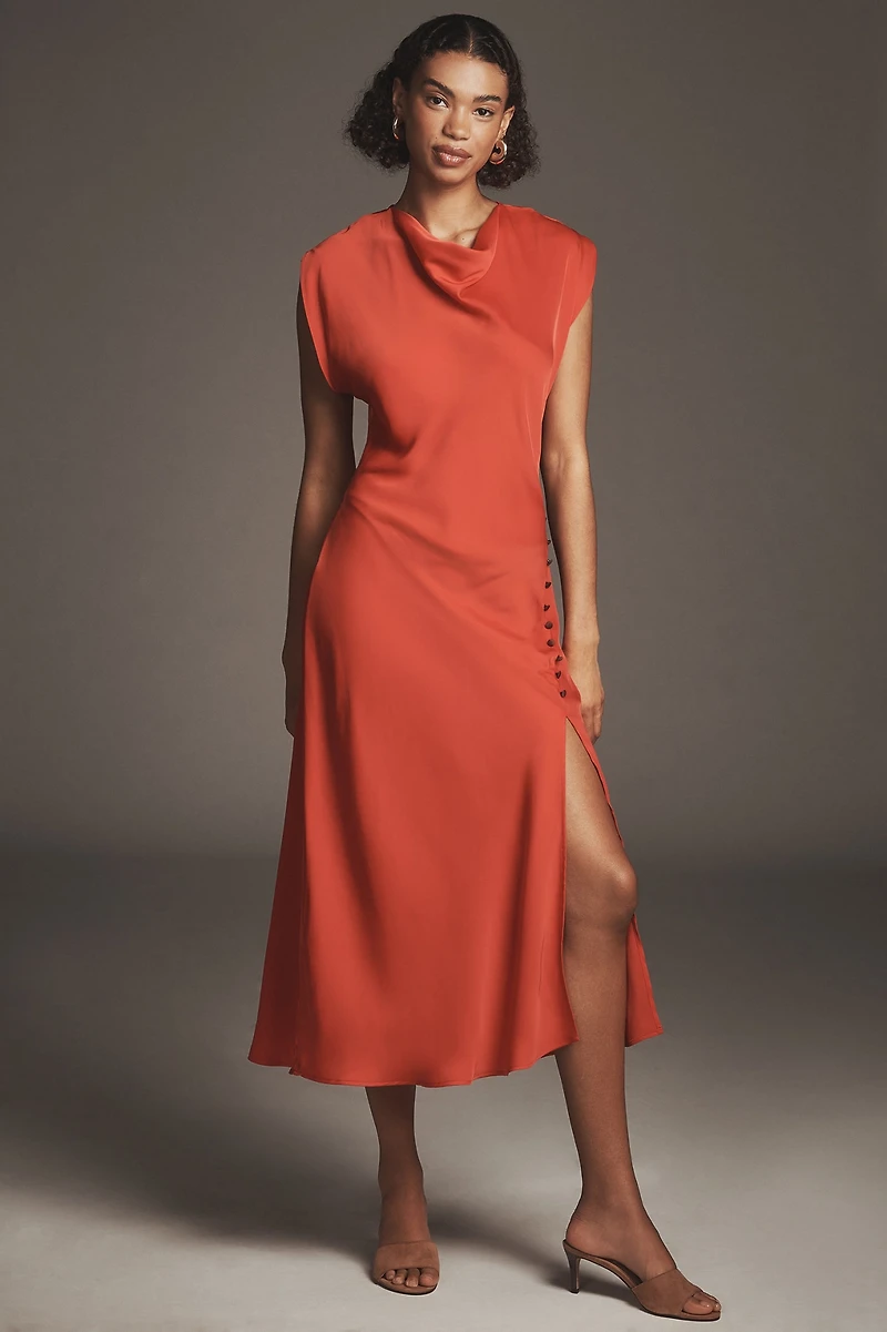 Maeve Cowl Neck Button Side Dress