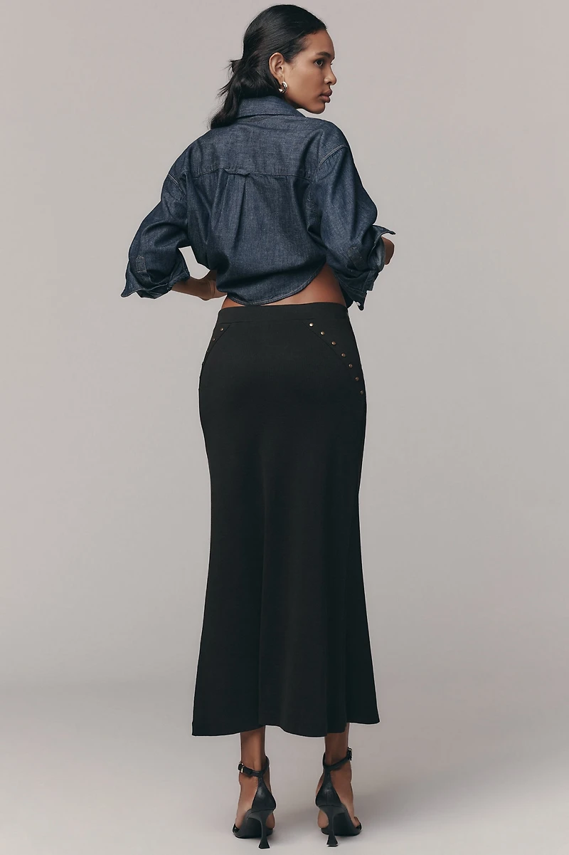 Hardware Ribbed Column Midi Skirt