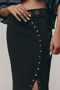 Hardware Ribbed Column Midi Skirt
