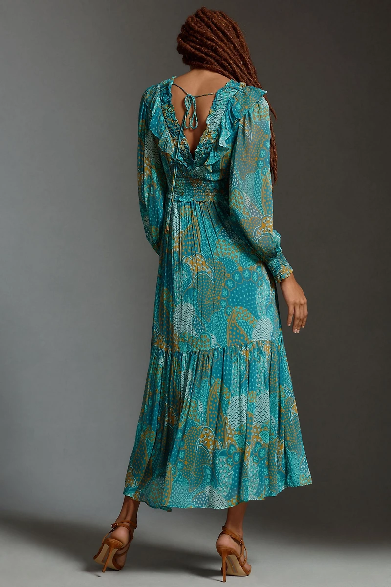 Odetta Ruffled V-Neck Dress