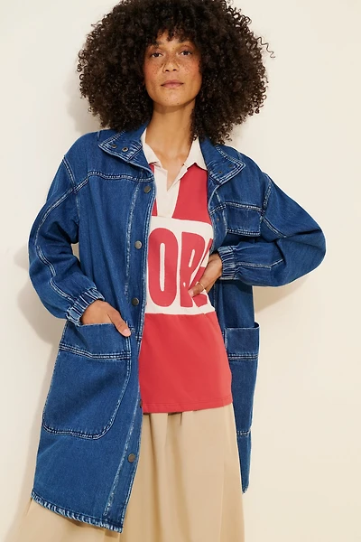 Pilcro Utility Denim Long Chore Jacket