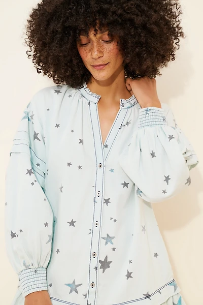 Pilcro Long-Sleeve V-Neck Button-Front Mini Shirt Dress