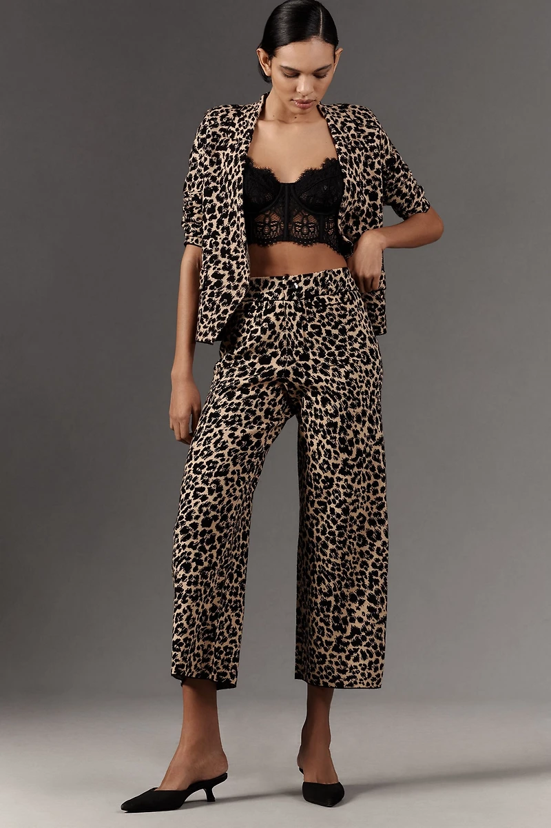 Maeve Animal Print Knit Blazer