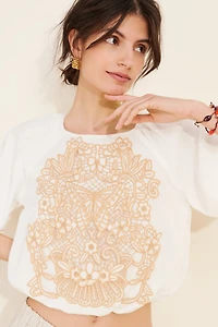 Ciebon Crafty Linen Blend Puff-Sleeve Top